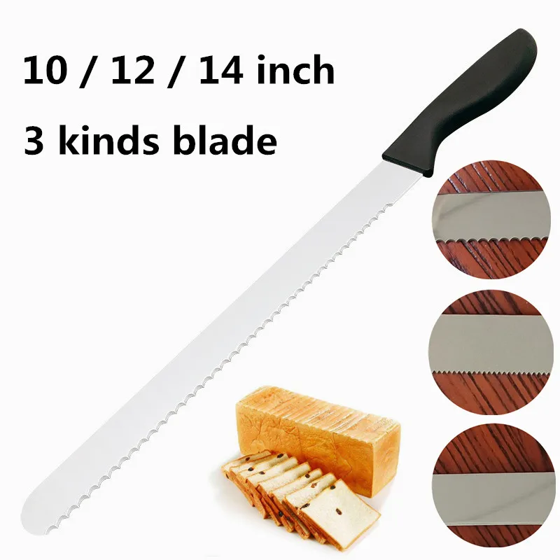 amazon kitchen wholesale cheap 10 12 14 inch long stainless steel serrated blade toast ham cake bread knife with plastic handle