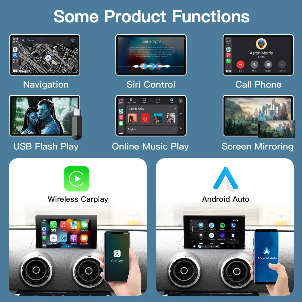 Декодер CARABC Carplay Беспроводной мультимедийный интерфейс декодер для оригинального обновления экрана автомобиля Audi A3 2013-2018