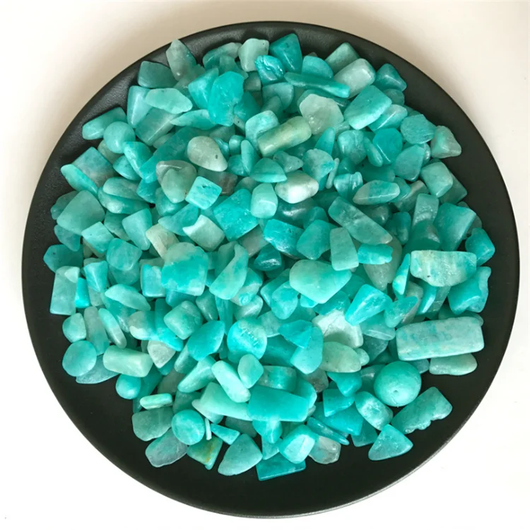 High Quality Polished Amazonite Tumbled Gravel Stones Home Decoration Customized Logo Love Gemstone Feng Shui Blue Love Lights