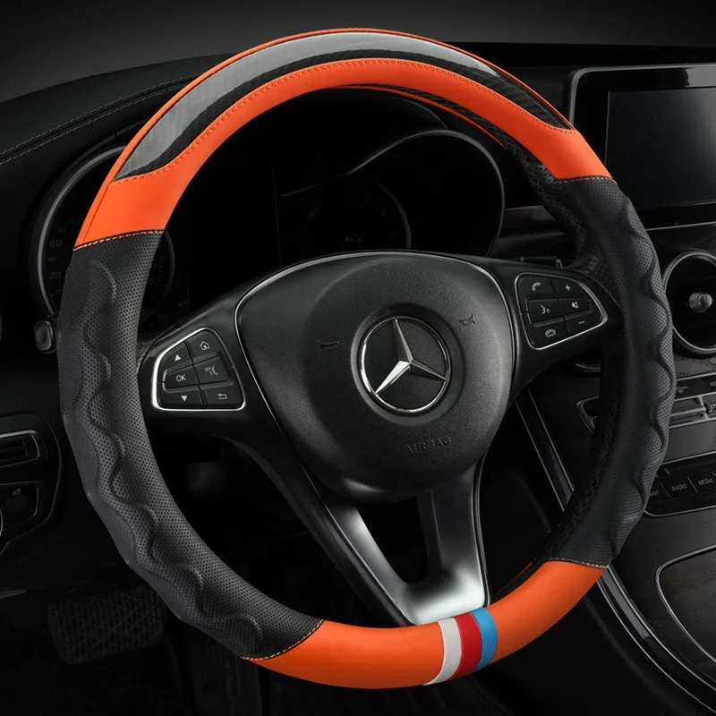 Automobile accessories steering wheel protective cover carbon fiber PU panel sports and fashionable steering wheel cover