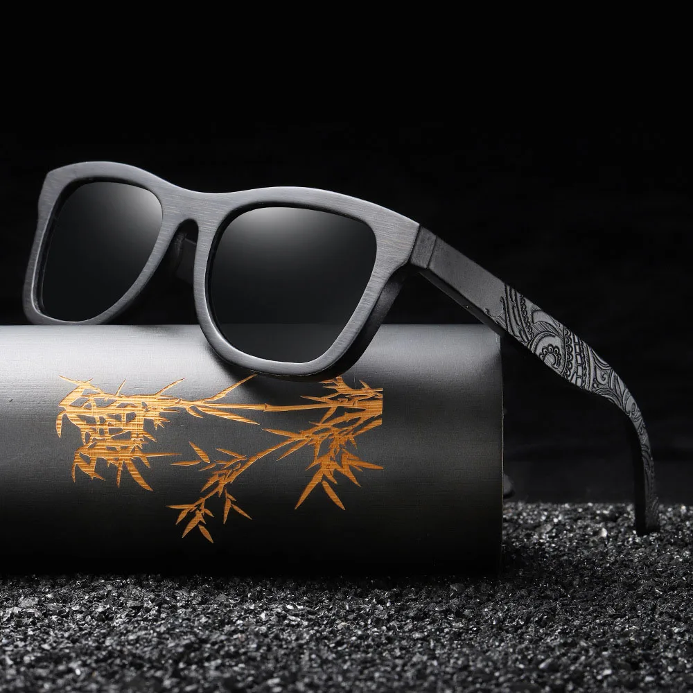 Simple fashion retro hot mirror wood polarized sunglasses Men sunglasses Custom logo Polarized Bamboo wooden Sunglasses