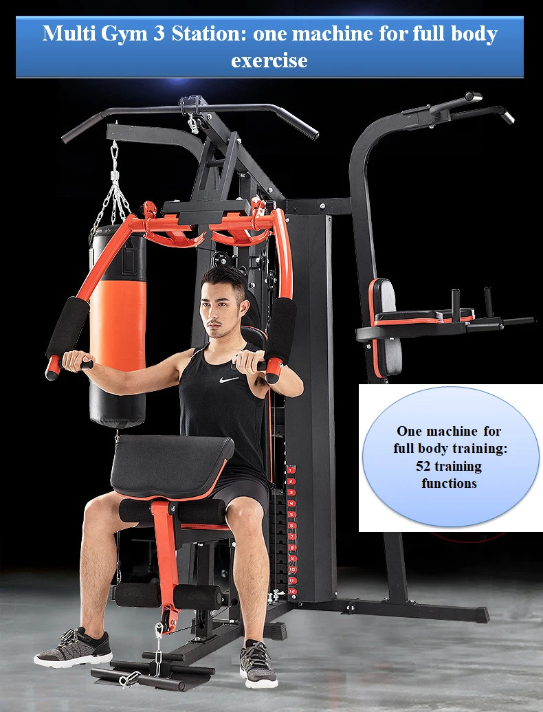 
Hot Sale Full Body Building Equipment 3 Station Home Gym Multi Functional Home Gym Machine for Fitness 