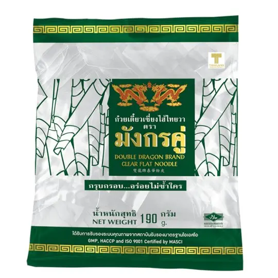 Double Dragon Brand Bean Sheet Clear Flat Noodle 190g From Thailand Top Quality
