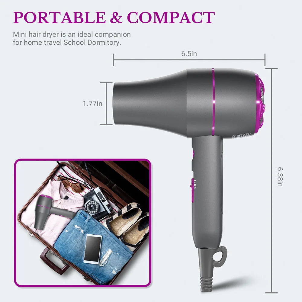 High-power 1800W Hair dryers, with Comb & Volumizer Brush & Styling Nozzle Professional Blow dryers for 4c Curly Hair/
