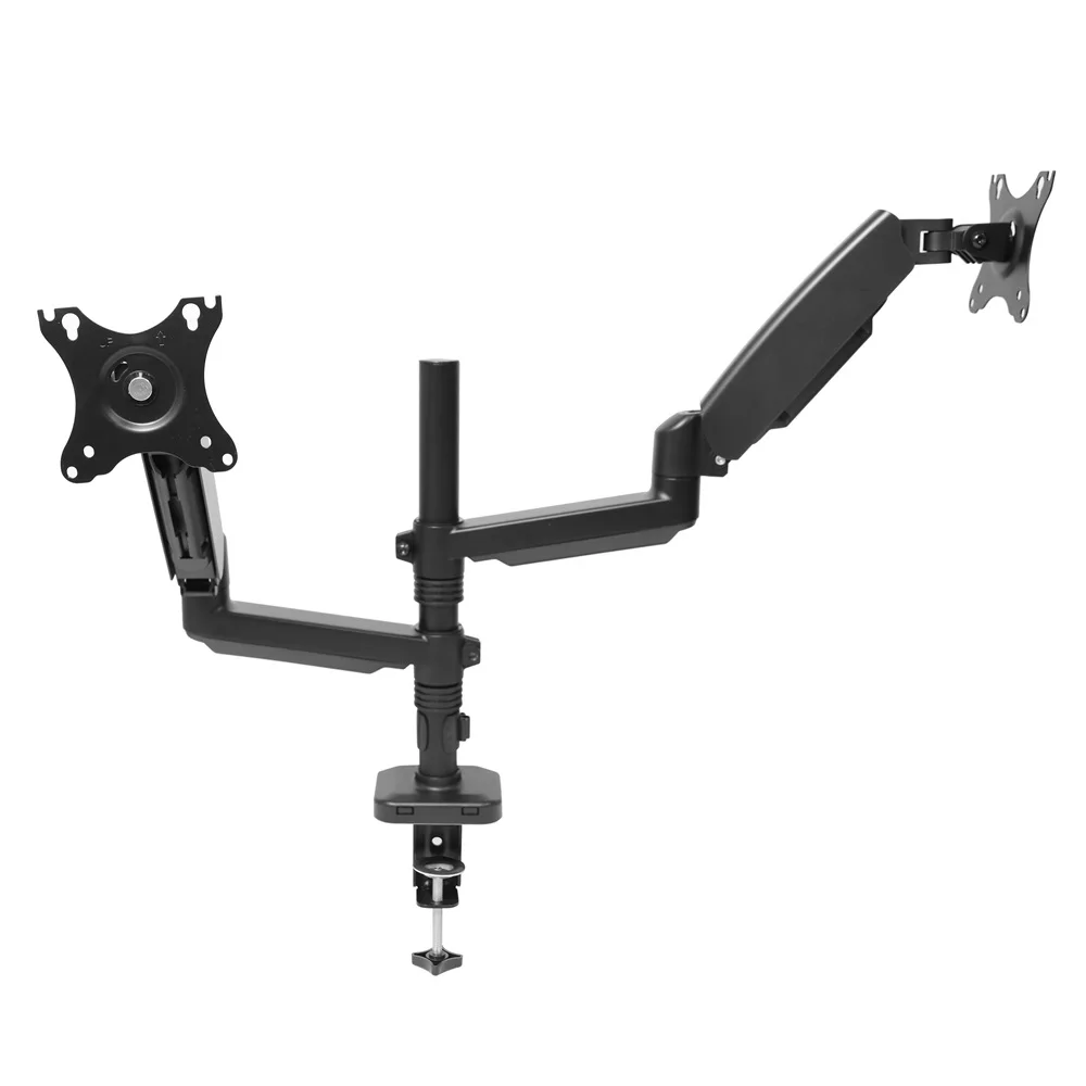 Adjustable Dual Monitor Mount Stand with Gas Spring Clamp and Grommet Base Tilt Swivel Rotation Holds 2 Screens