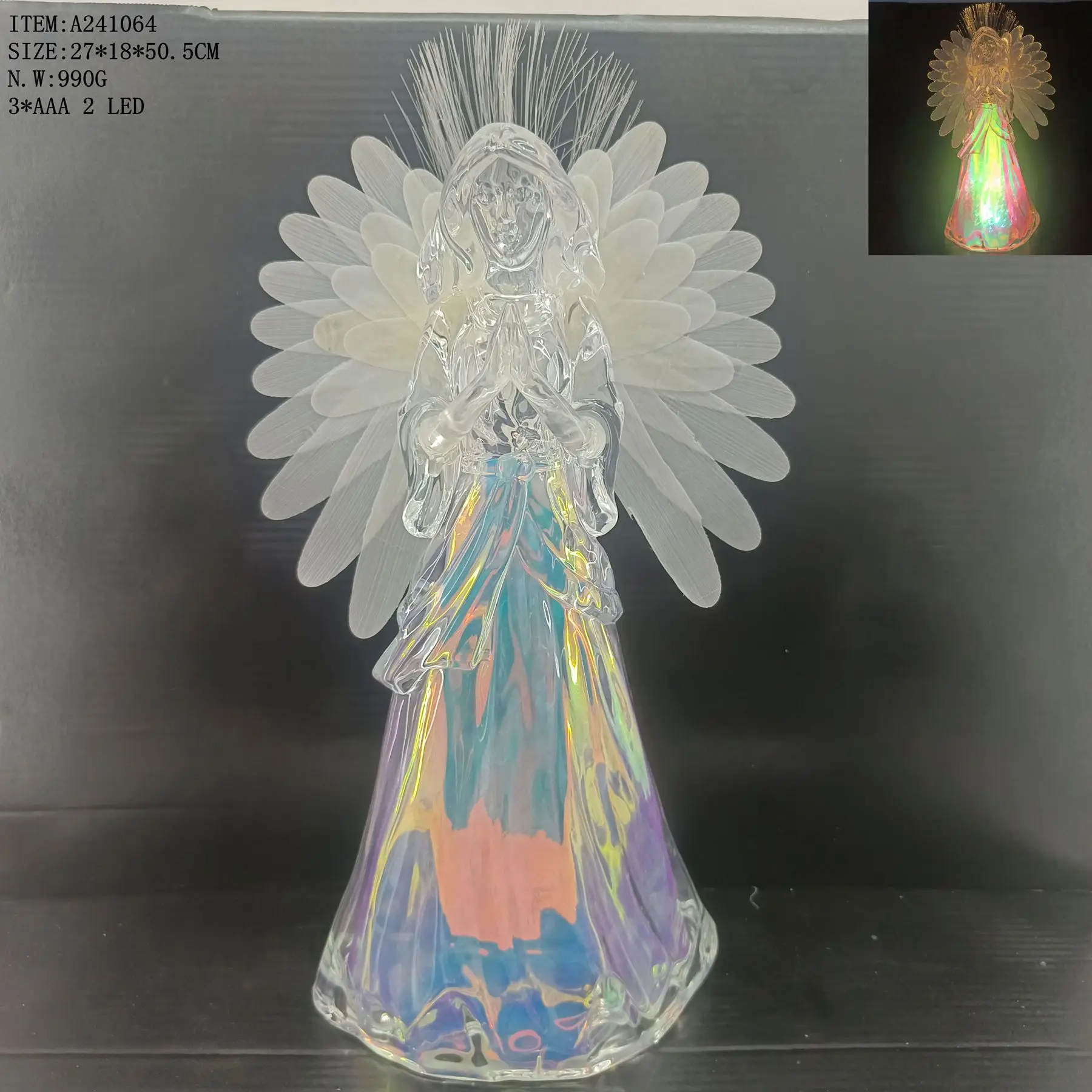 2024 Vintage bronze plated acrylic Angel Christmas led Angel