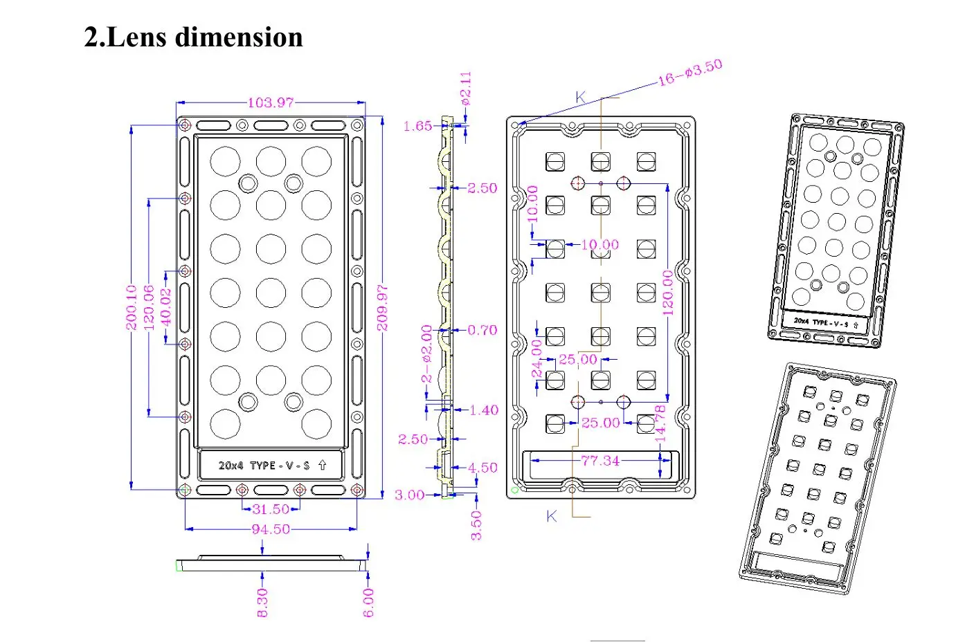IP65 объектив светодиодный уличный фонарь 3030 светодиодная линза 210x104 мм Тип II-M оптическое дорожное