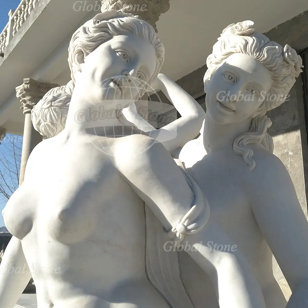 FANCY Life Size Marble Sexy Nude Woman Female Statues for Garden Outdoor