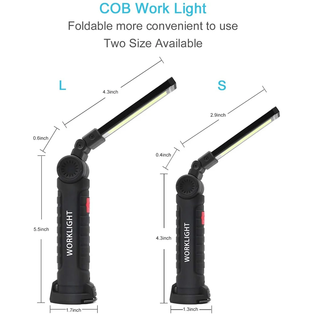 portable USB rechargeable magnetic cob led worklight inspection light work light for car repair emergency