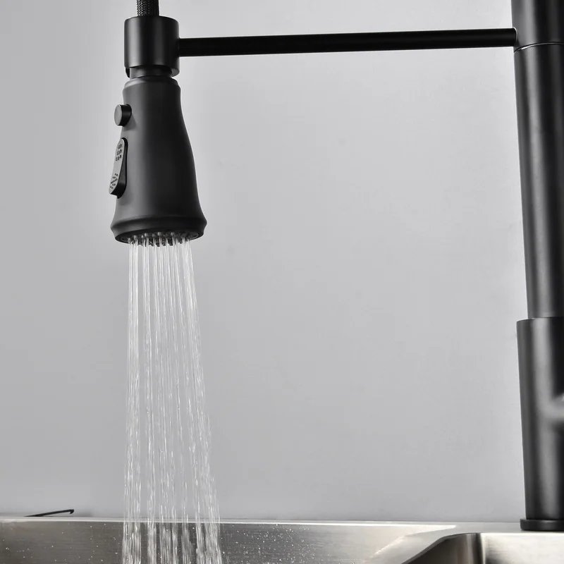 UPC cUPC NSF american standard single handle brass matte black pull down kitchen sink faucet with sprayer for kitchen sink