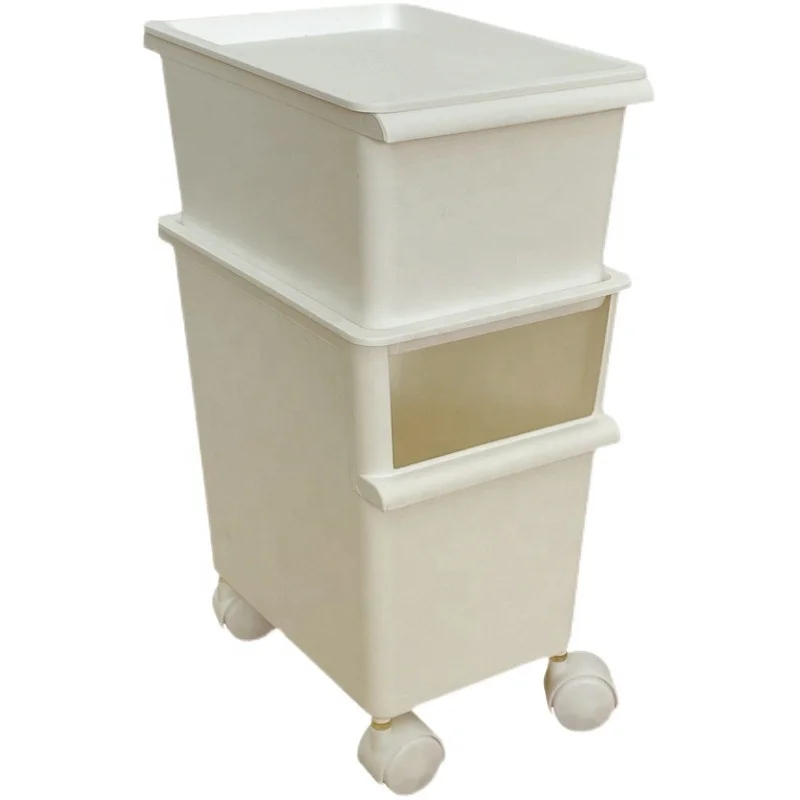 Stackable universal wheel can push and pull the bedside at will Multifunctional movable snack trolley storage box