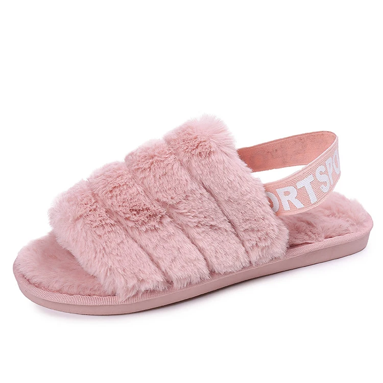  Высокое качество uggging на меху дизайнерские Fuzzy летные домашние ремень женские белые Тапочки с