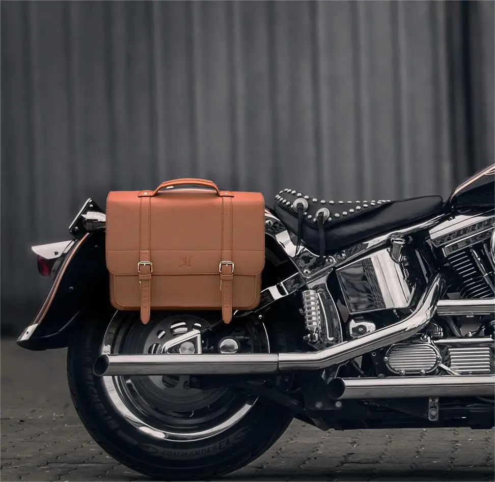 New Design Business Laptop Waterproof Computer Handbag Coffee Men Bag Bike Leather Briefcase