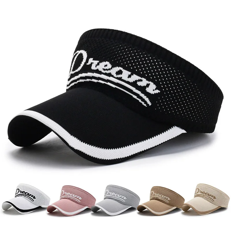 Wholesale Men Women Fashion Cheap Sun Visor Hat Large Brim Sunshade Cotton Knitted Topless Elastic Baseball Cap