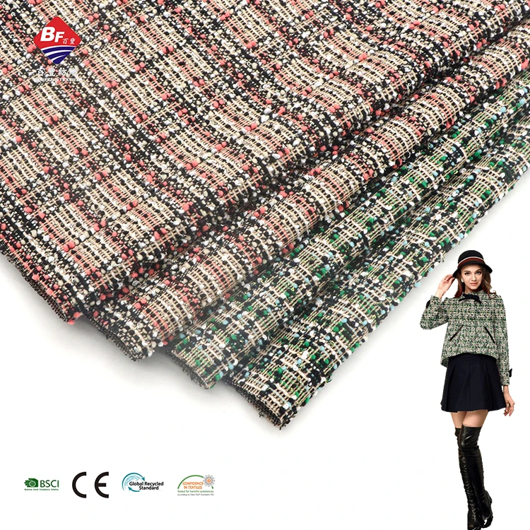 Factory Customized Direct Sales 93% Polyester 5% Rayon 2% Spandex 300gsm Warm And Skin-friendly Knitted Tweed Fabric For Coat