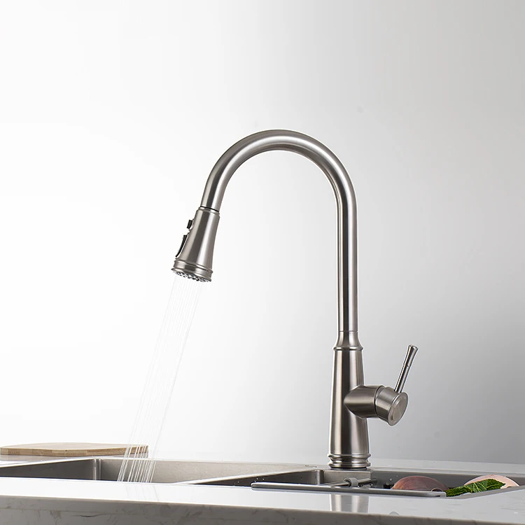 Кухонный смеситель из нержавеющей стали 304, с гладкой поверхностью и устойчивостью к коррозии