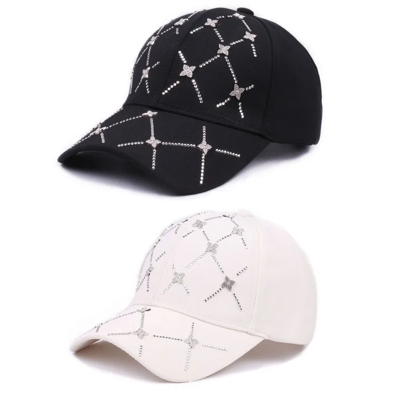 Wholesale Bling cotton Baseball Cap, Handmade  Diamond Cap, Hipster Girl, Spring And Autumn Versatile Sunshade Hat
