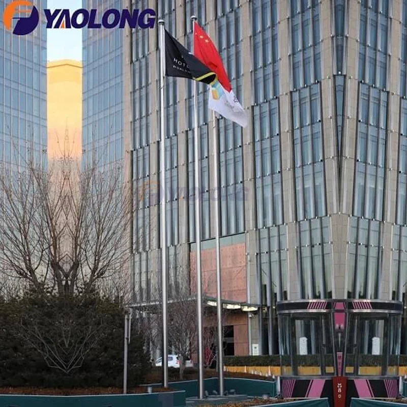 20Ft 30Ft Aluminum Alloy Outdoor Spinning Flagpole 304 Stainless Steel Commercial Flag Pole