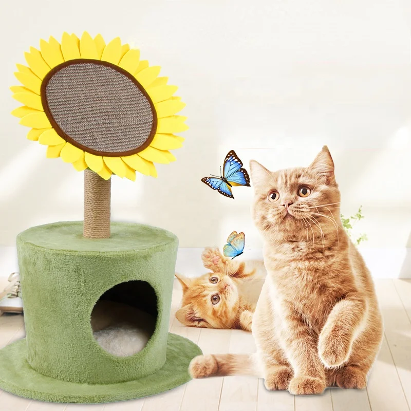 2021 Hot Selling Pet Products Sunflower Shaped Cat Scratcher Cardboard Lounge Bed Cat Tree Scratcher House