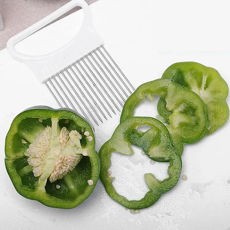 Wholesale Fruit and Vegetable Tools Onion Needle Stainless Steel Potato Lemon Onion Slicer Holder