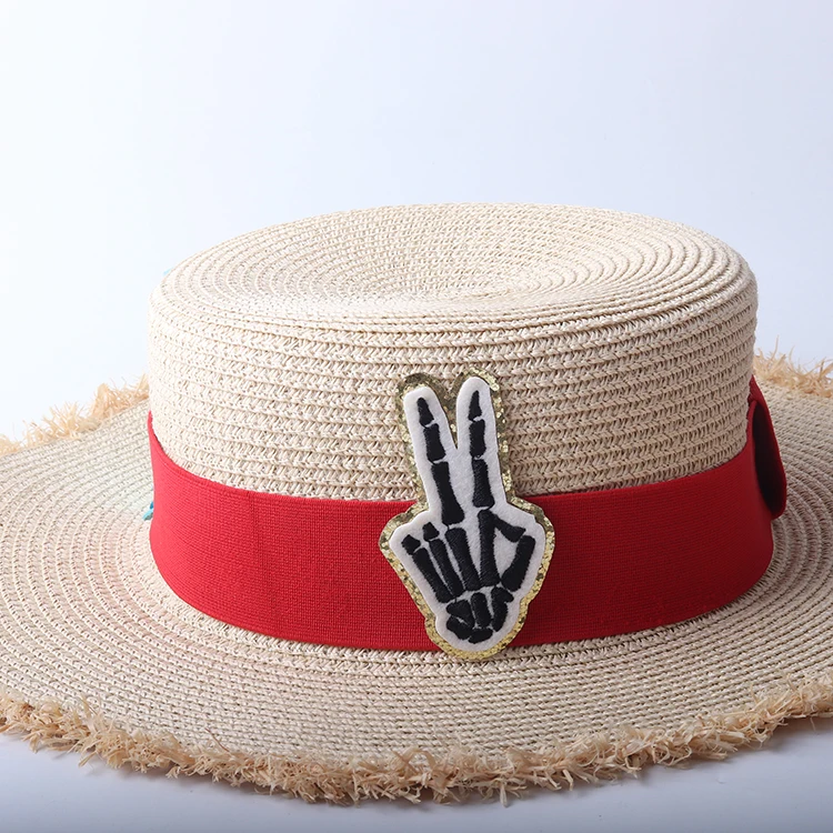 Custom logo small embroidery patches iron on hand claw shape coffee skeleton pencil Halloween chenille patches for hat clothing