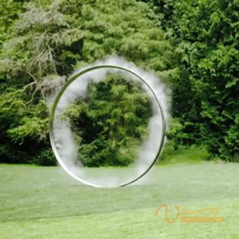 Vincentaa Custom Outdoor Large Ring Stainless Steel Metal Sculpture With LED Lights Modern Public Art
