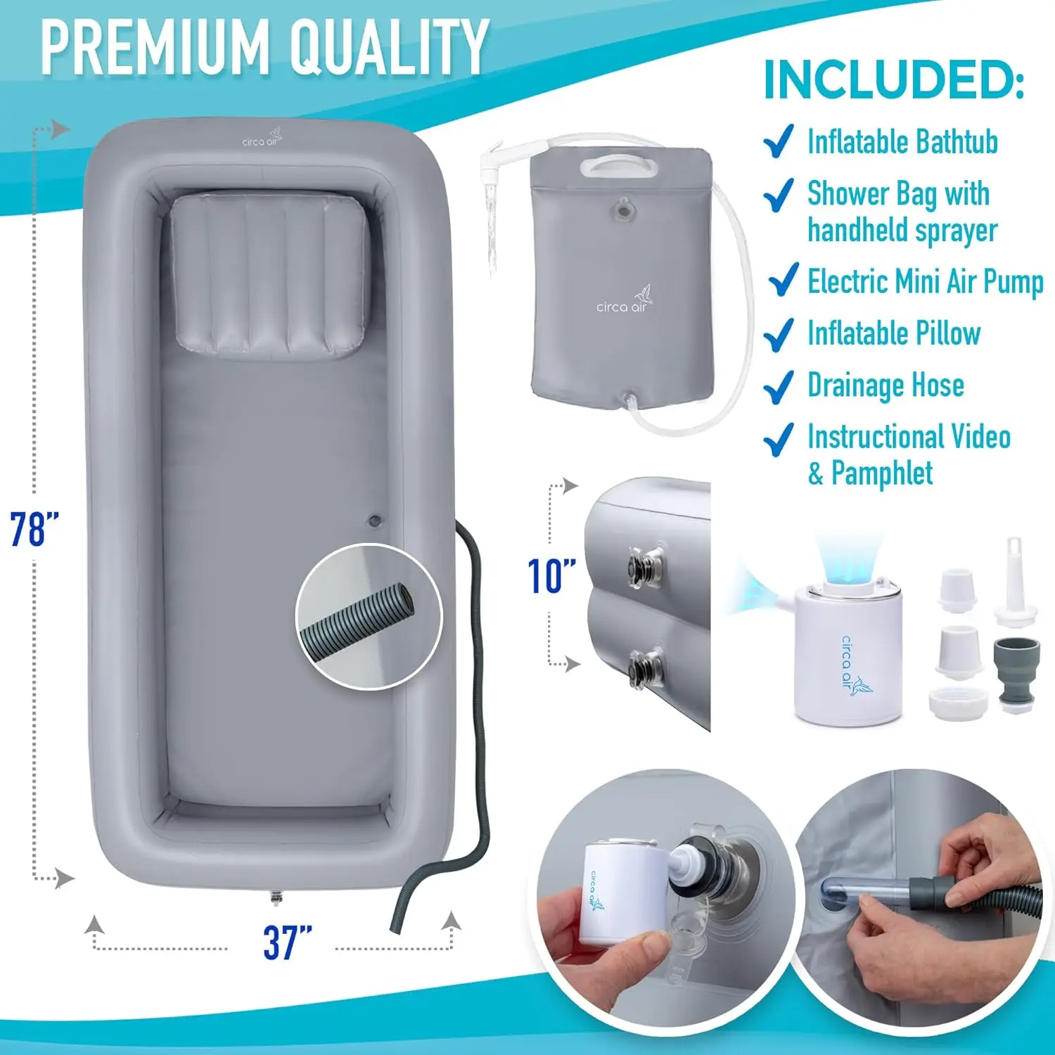 Portable PVC Bath Tubs Adults Elderly Medical Inflatable Bath System Full Body Bedridden Handicapped Swimming Pool Use