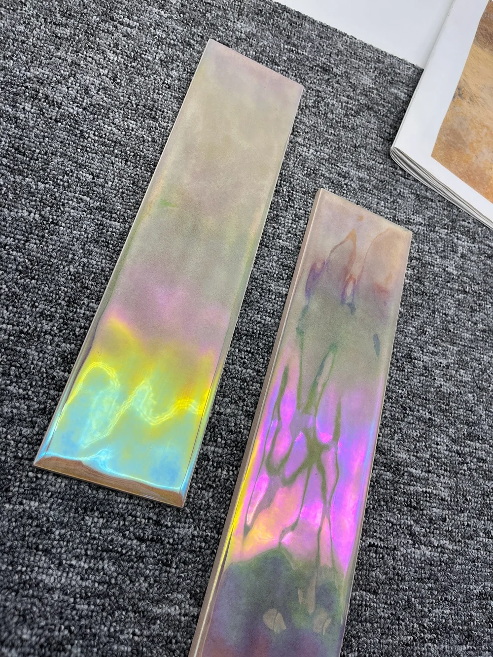 Factory hot sale multicolour metal tile electroplating brick wall tiles ceramic marble tiles for hotel bar KTV and villa