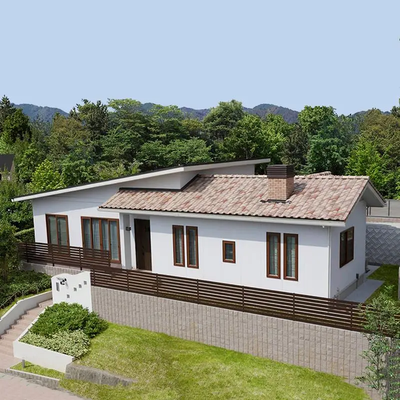 Light Steel RCB System Prefab House ALC Panel+gypsum Board /bamboo Wood Fiber Board Luxury Double Story Villas Modern Hotel