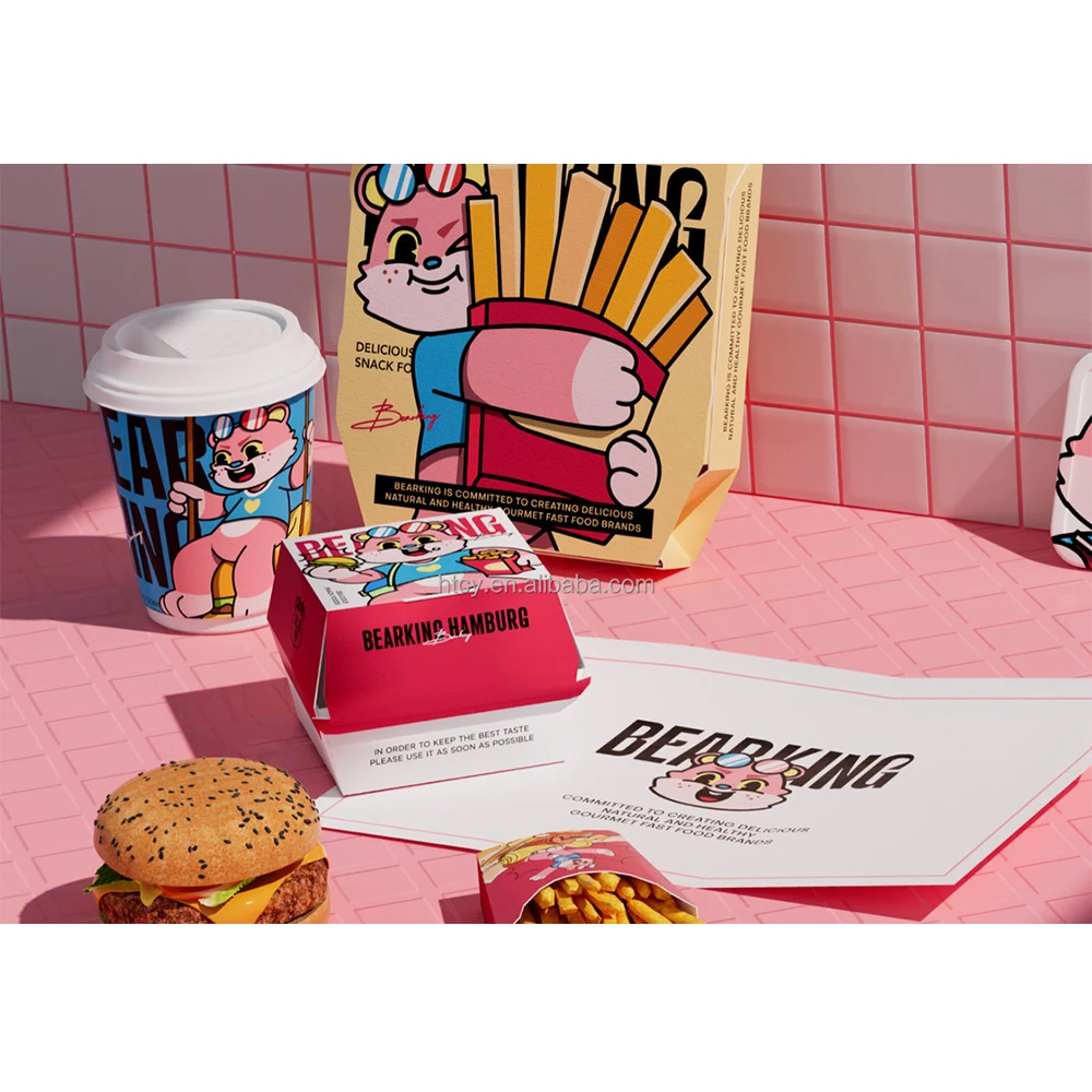 Wholesale Paper Box Takeout Party Catering Foldable Container Bento Burger Fried Chicken Paper Box