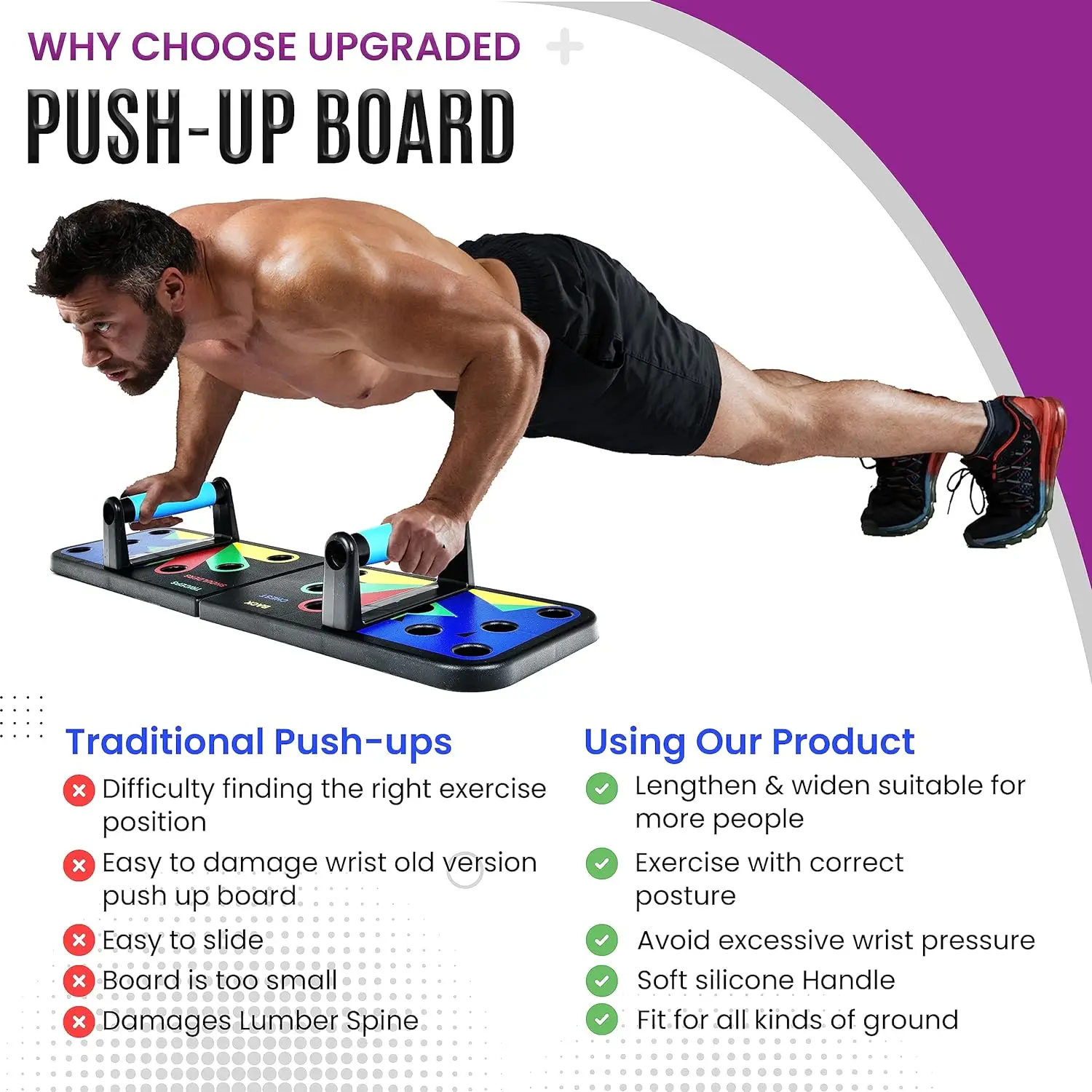 RS 12 in 1 Fitness Floor Chest Muscle Body Fitness Push up Bar Foldable Push Up Board Folding Training Board Push Up Board