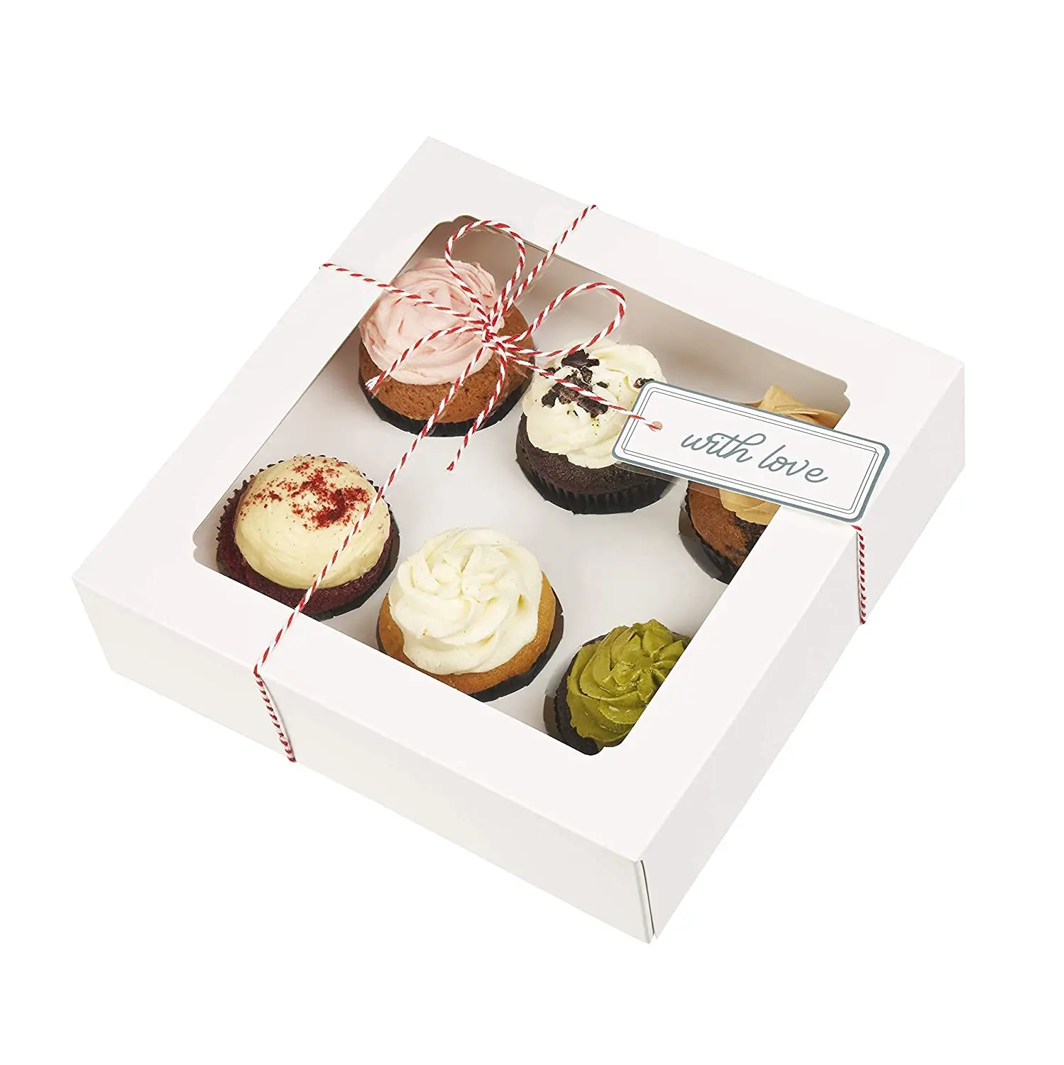 Pastry box with 6 dividers Cupcake Packaging Cookie Boxes Wholesale Baking Food Paper Gift Box Dessert Candy Foldable Cardboard