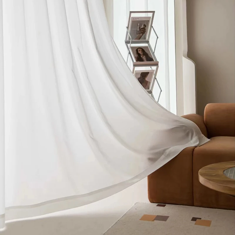 Sheer Voile Window Curtain Panels White 1 Pair 2 Panels 52 Width 84 Inch Long for Kitchen Bedroom Children Living Room