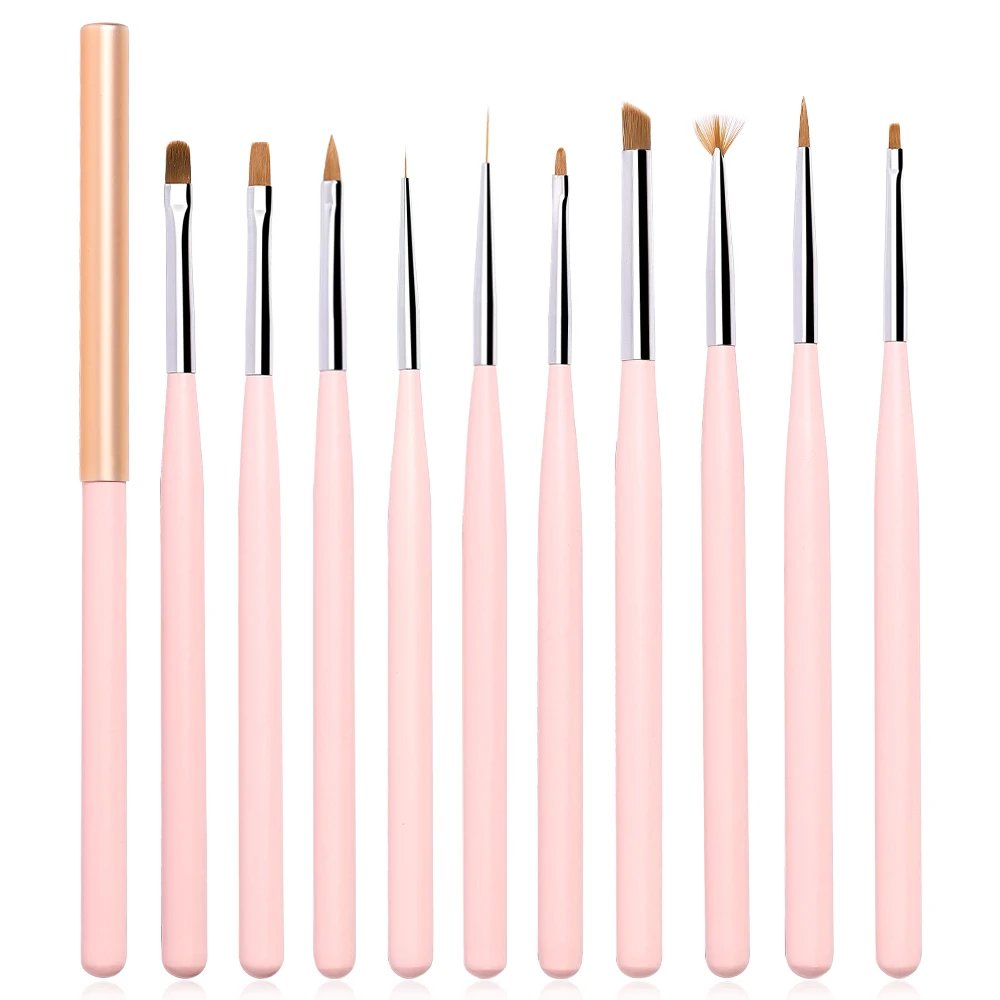 10pcs/set Nail Tools Gel Striper Nail Design Ome Brush Set Line Drawing Painting Nail Art Brushes