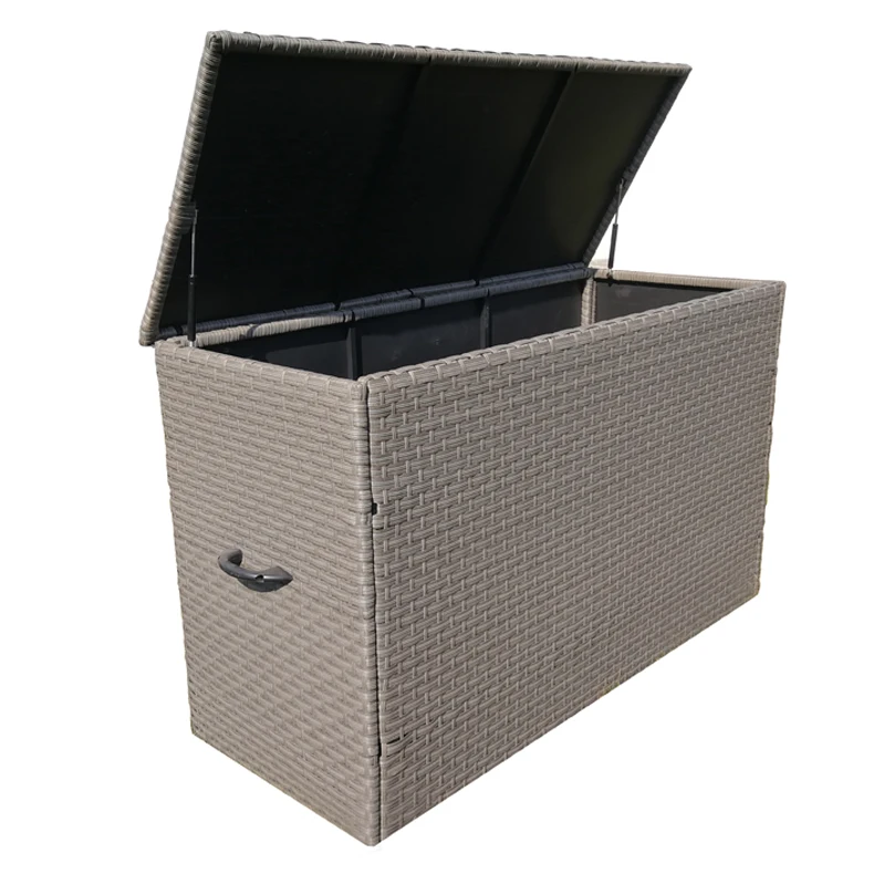 Outdoor Practical Aluminum Frame Rattan Garden Storage Box with Wheels