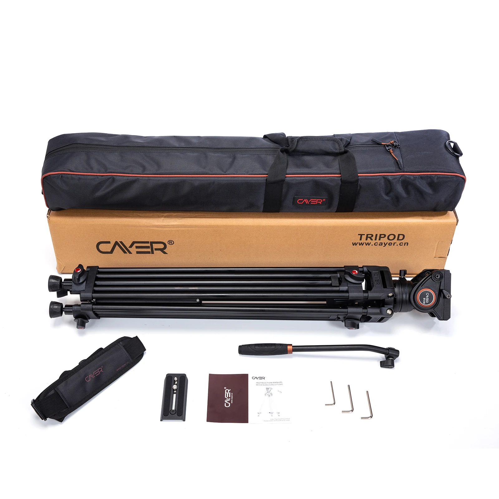 Cayer BV30 hot selling aluminum heavy duty video camera professional tripod with fluid head
