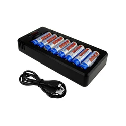 8 slot charger LED Shows 1.2V AA AAA Ni-MH Ni-CD Battery Charger with USB cable for digital products