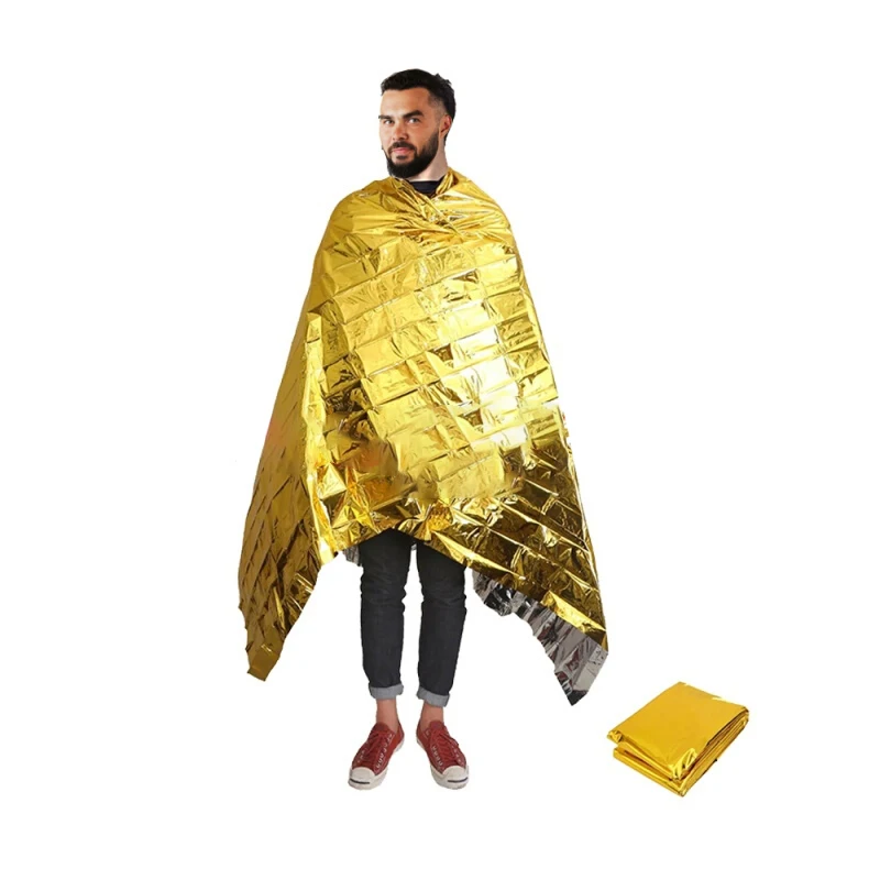 Пользовательский размер майлар наружное теплое Золотое пространство Выживание аварийное тепловое одеяло для первой помощи
