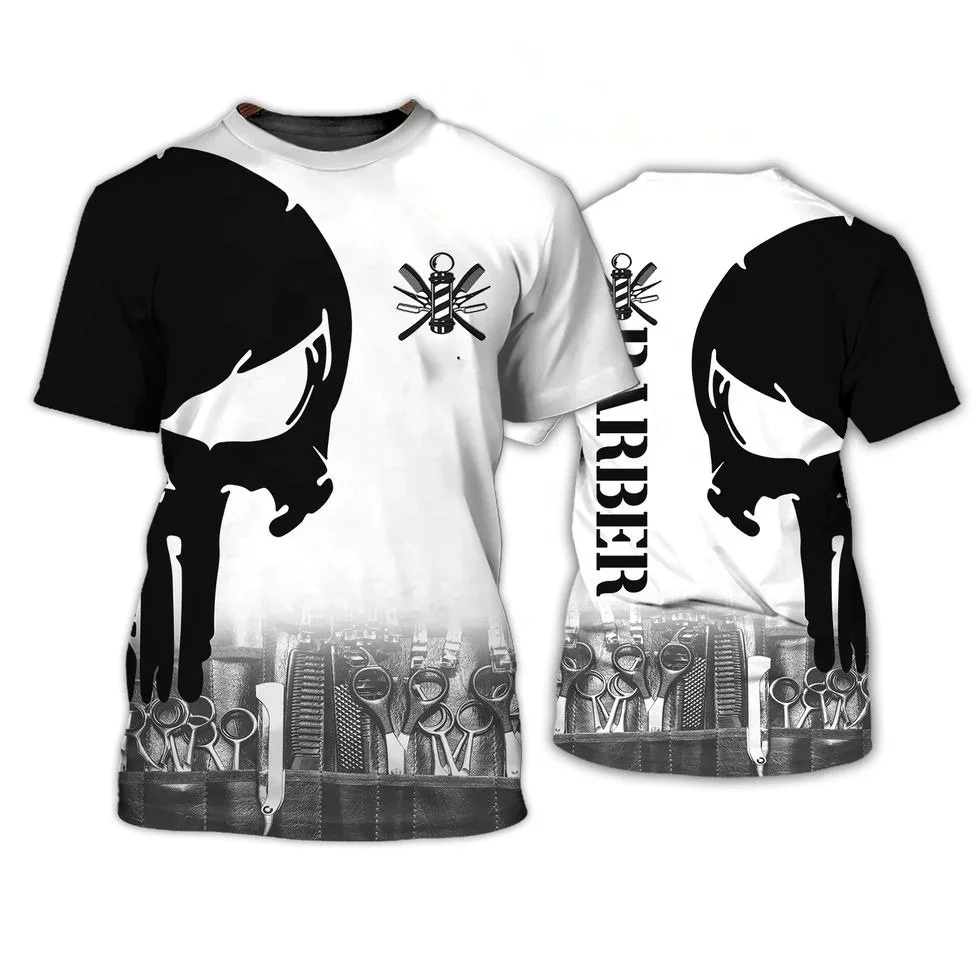 Wholesale High Quality Latest Design Printing Custom Short Sleeve Casual Men Women Beauty Hair Cutting Barber T-shirt