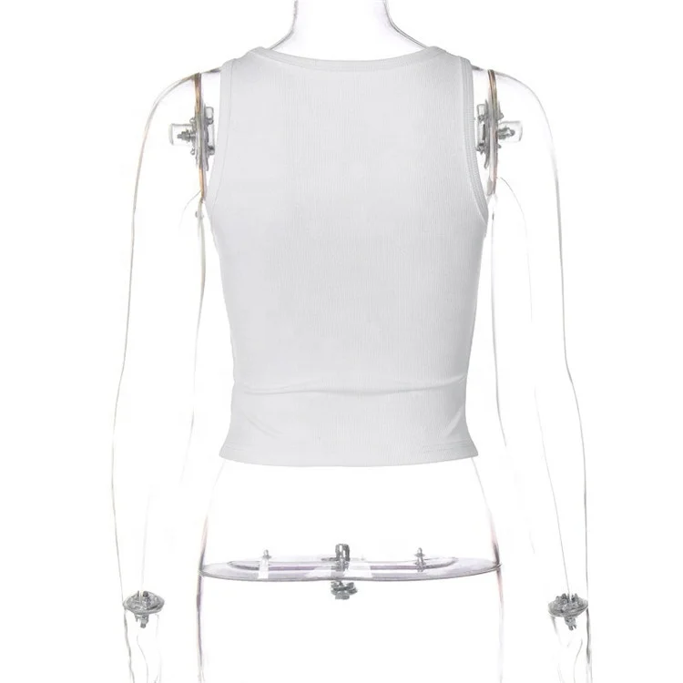 Summer Skull Print Square Collar Sleeveless Casual Tops Tank Tshirt