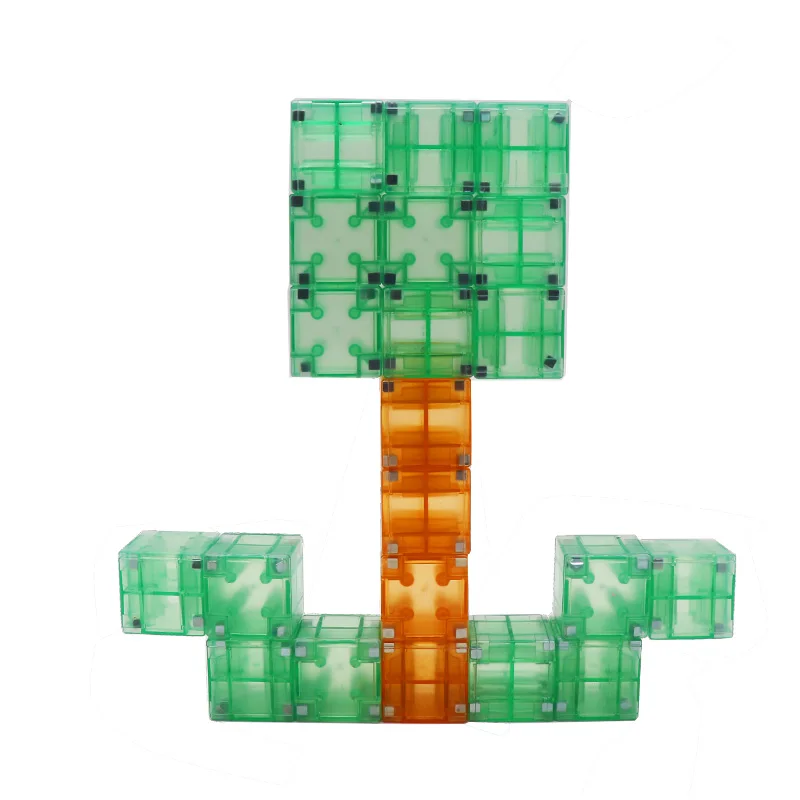 60pcs Kids early educational game magnet blocks play set colorful plastic magnetic building cubes for children