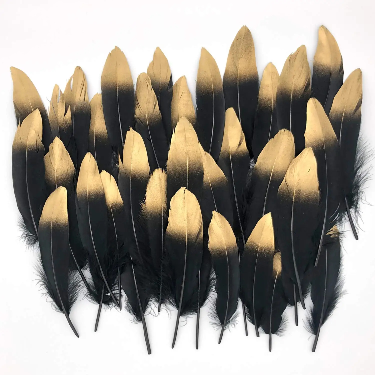 High quality  Decorative Accessories, Handmade Ornaments  6-8 inch cheap golden paint spraying goose feathers