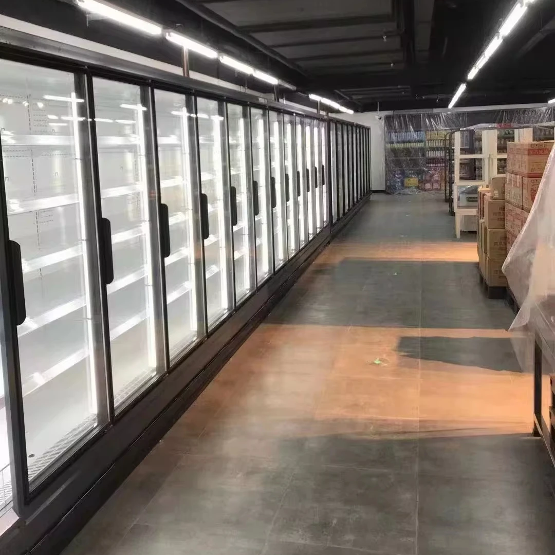 Glass door cooler beverage drinks display fridge big transparent glass door commercial refrigeration equipment