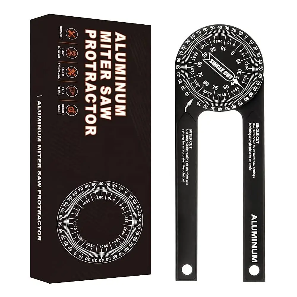7-Inch Rust Proof Miter Saw Protractor Rust Proof Angle Finder Featuring Precision Laser Engraved Scales Measuring Rulers
