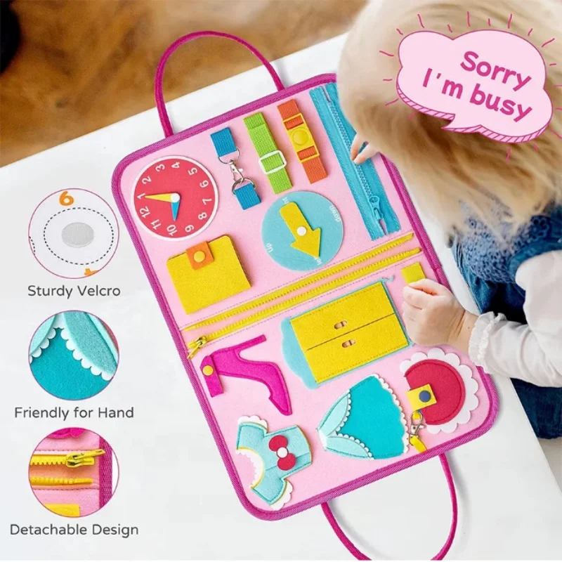 Sensory activity busy board toy baby practical enlightenment learning puzzle busy book toddlers Montessori toy felt busy board