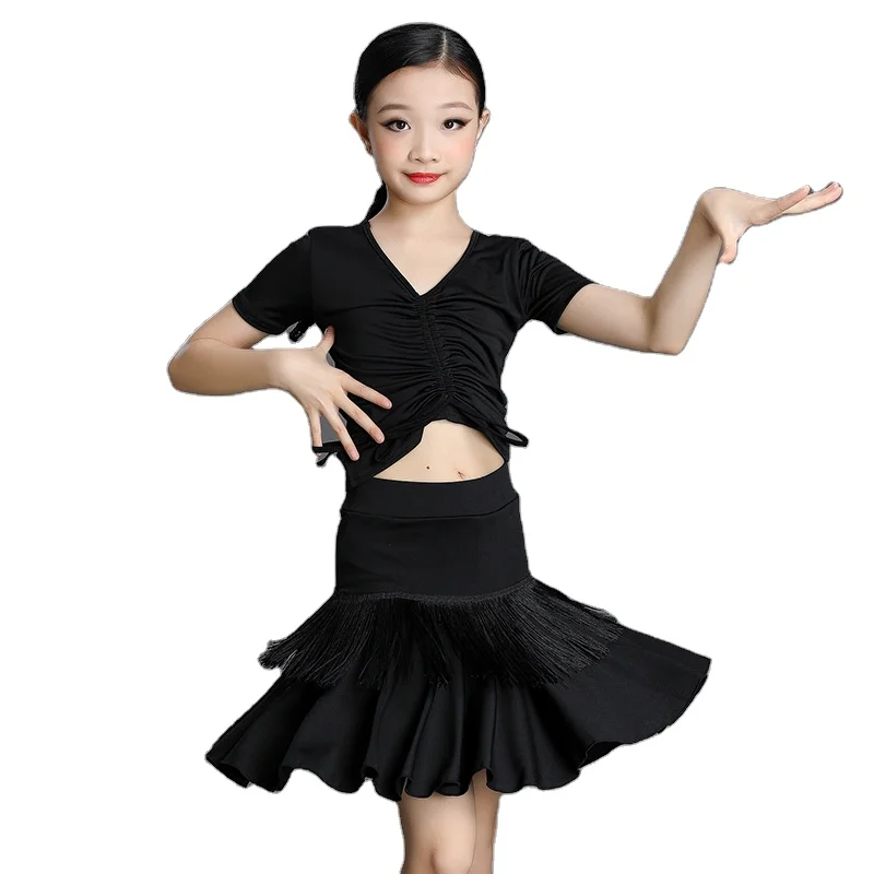New Latin Dancewear with Fringe girls Professional Latin Dance Practice and Performance Wear