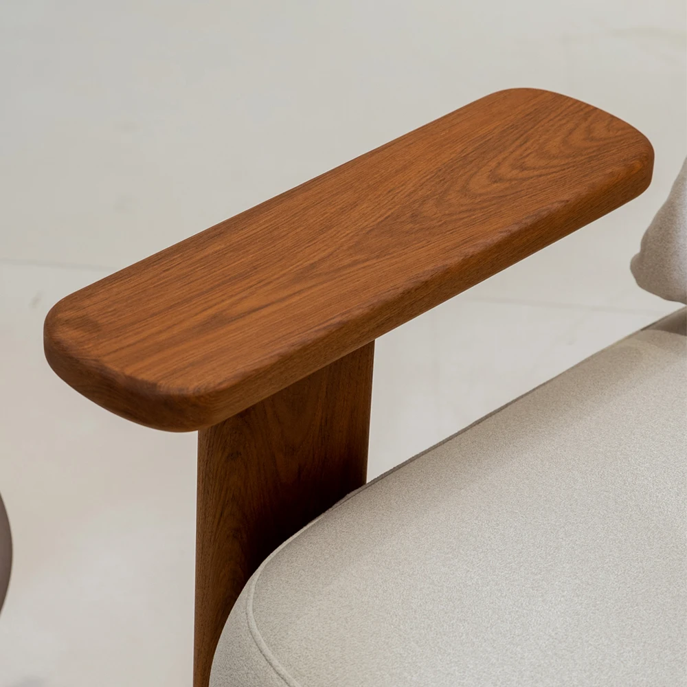 Modern Outdoor Upholstered Sofa Chair Living Room Fabric Ice Cream Exterior Design Accent Arm Chair Wooden Frame Armchair