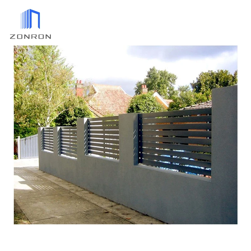 Zonron Aluminum Black Louver Slat Fence Garden Privacy Fencing Outdoor House Fence Easily Assembled