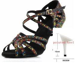 Hot sales Ballroom shoes Party Open Toe high heels glitter cloth latin dance shoes
