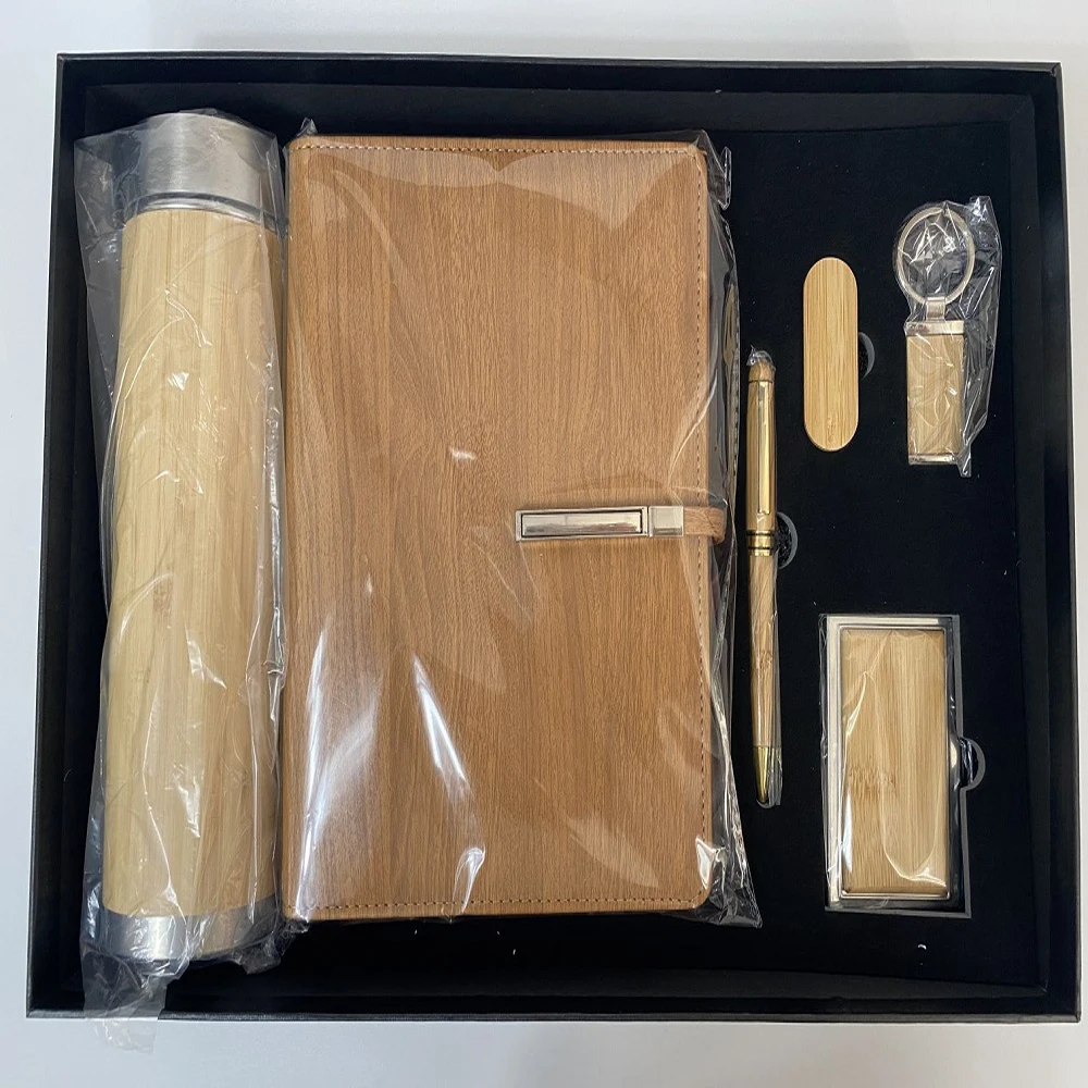 Custom Logo print 6 in 1 enterprise company luxury presents intelligent tumbler pen notebook wedding gifts set for guests